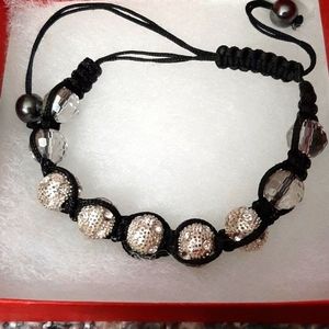 Silver and crystal strung bracelet.